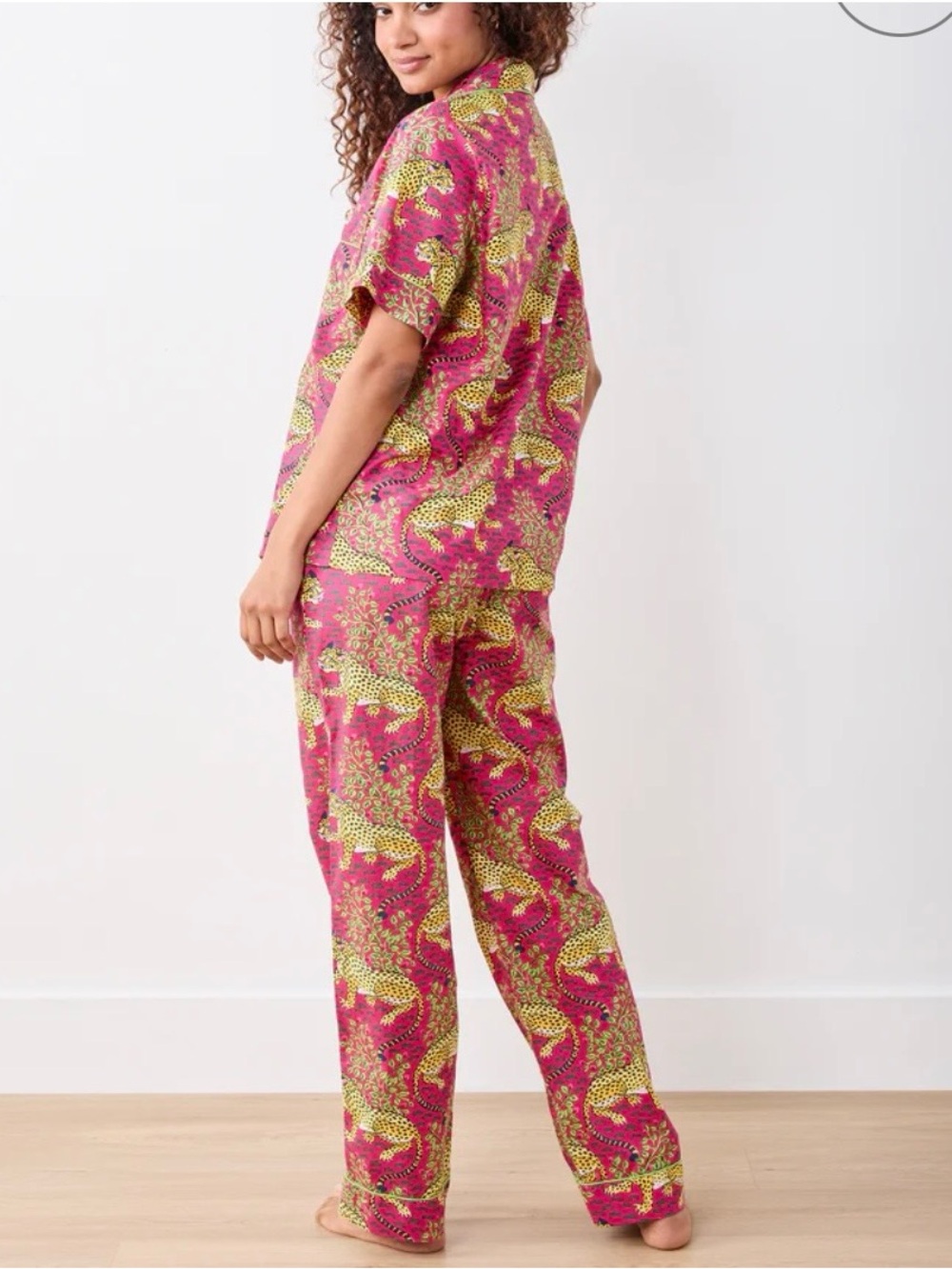 Printfresh Pink & Yellow Leopard-Print Button Pajama set - Picture 4 of 9